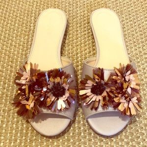 J. Crew embellished satin slides